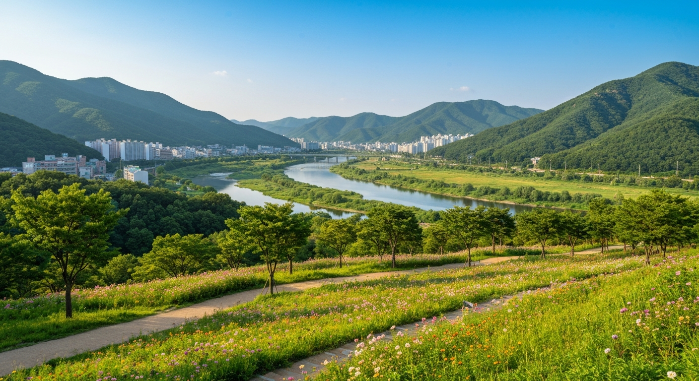 파주 헤이리 예술마을의 한적한 갤러리 마당과 조각 작품들